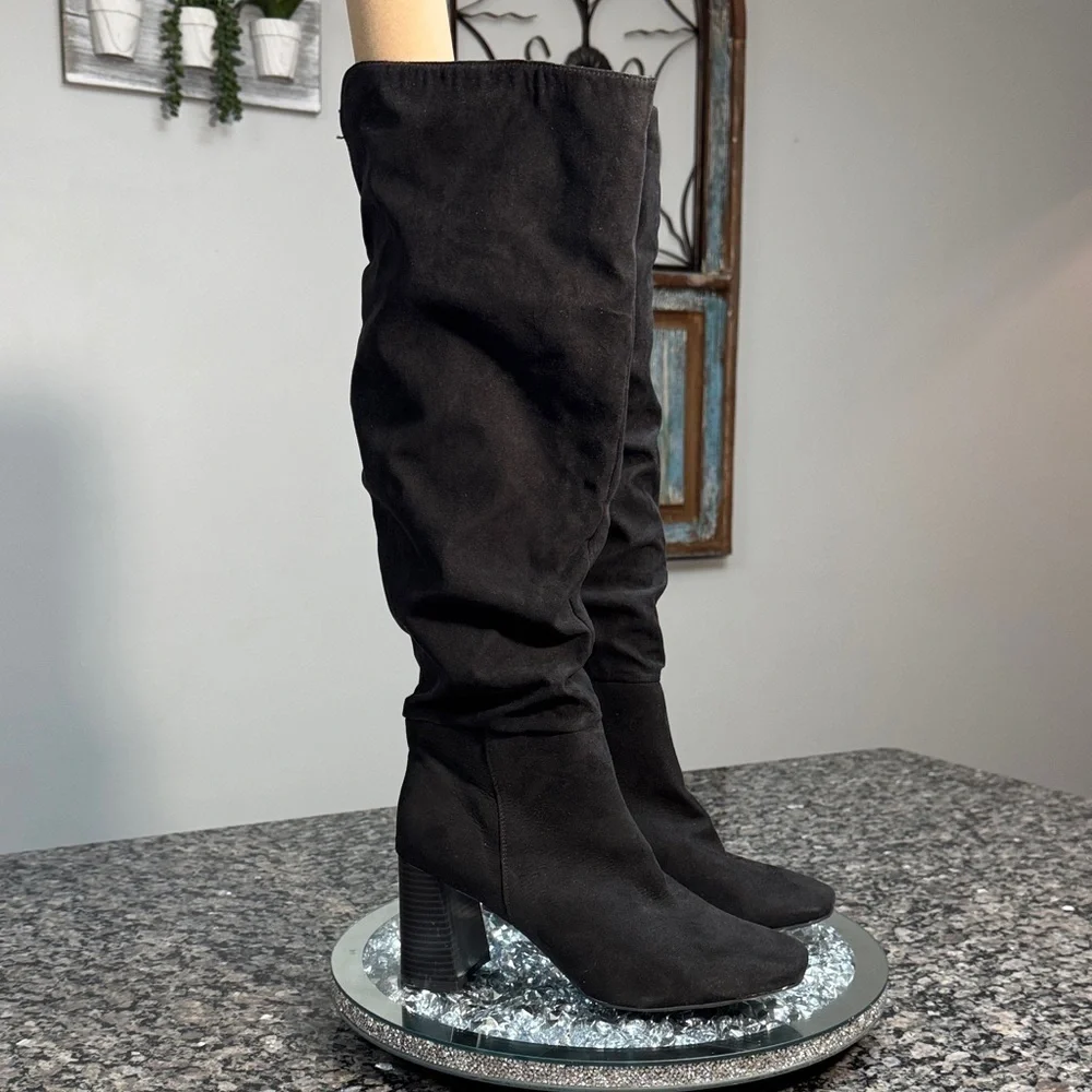Sugar fabric Black Over the Knee Boots NWOT 7.5